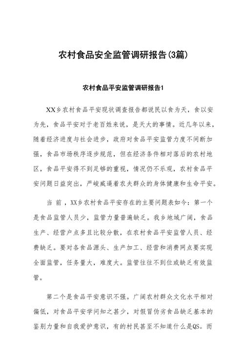 2025年食品安全监管调研报告3篇(图1)