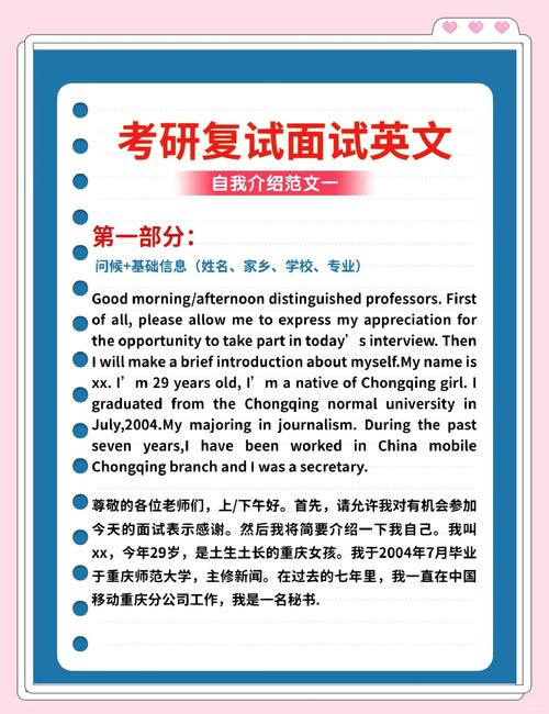 考研复试面试英语自我介绍 导师最看重这4部分(图3)