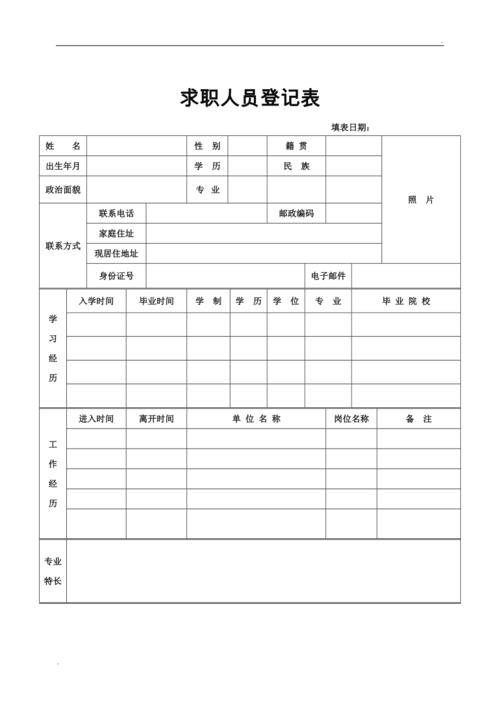 求职意向登记表(图1)