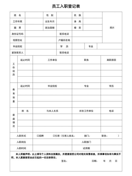 公司必不可少的资料员工入职登记表.docx(图2)