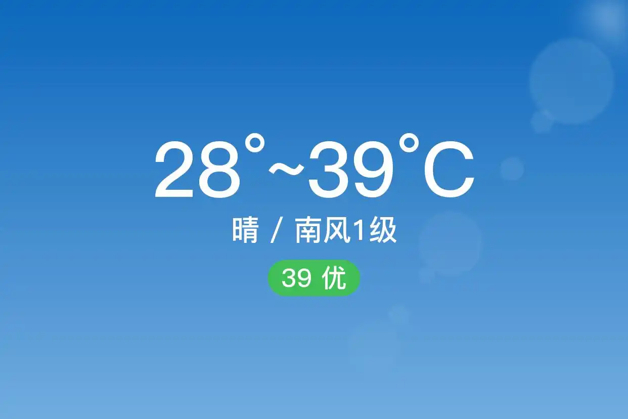 「合肥肥东」7/5,晴,28~39℃,南风1级,空气质量优(图1)